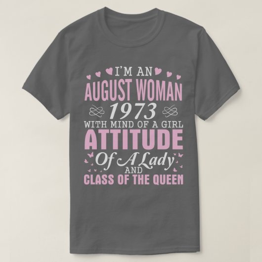 1973年の女威厳がある性アティトゥを思い浮かべる Tシャツ (デザイン正面)