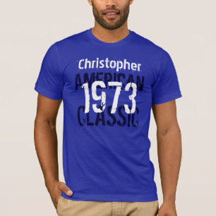1973年アメリカンクラシック名前をカスタムするブルーホワイトY007 Tシャツ