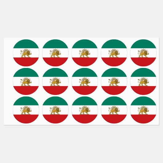 1973年イランの旧ペルシャ国旗の丸め ラベル (シート)