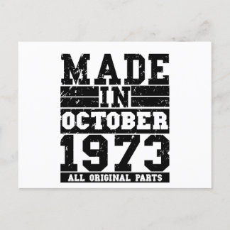 1973年生まれの誕生日おめでとう10月ヴィンテージスタイル ポストカード