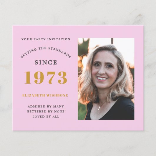 1973年生まれの50歳誕生日招待状 名前 写真付き チラシ (正面)