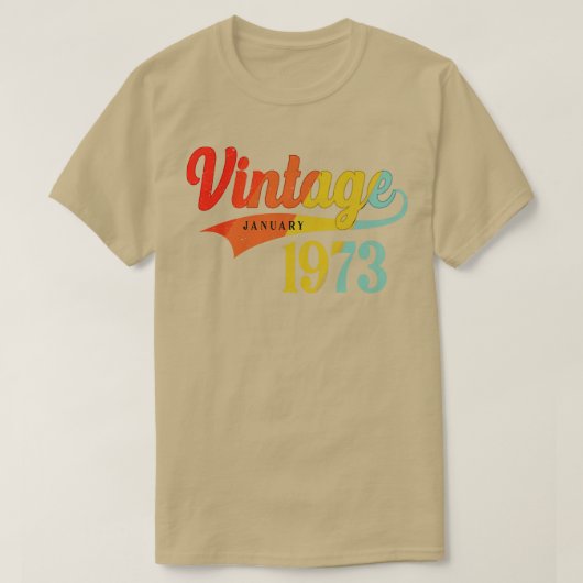 1973年1月誕生日ヴィンテージ1973年1月素晴らし Tシャツ (デザイン正面)