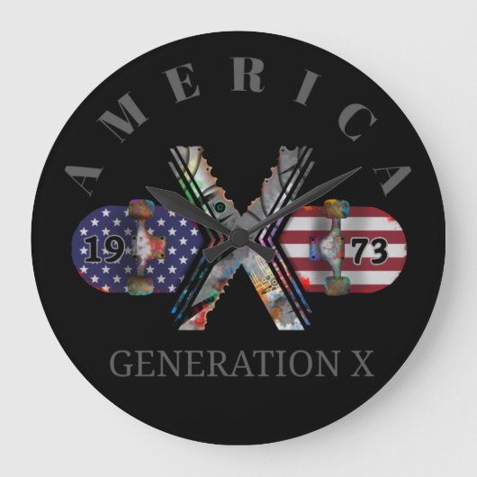 1973年X世代アメリカンスケートボード ラージ壁時計 (正面)