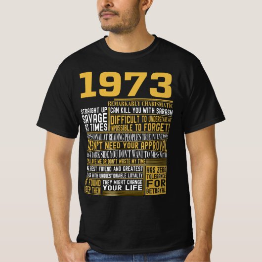 1973最高の生まれ Facts for Mens, Womens, Bday Gif(1973年の Tシャツ (正面)