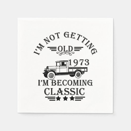 1973生まれ年のヴィンテージ生誕生月贈り物 スタンダードカクテルナプキン (正面)