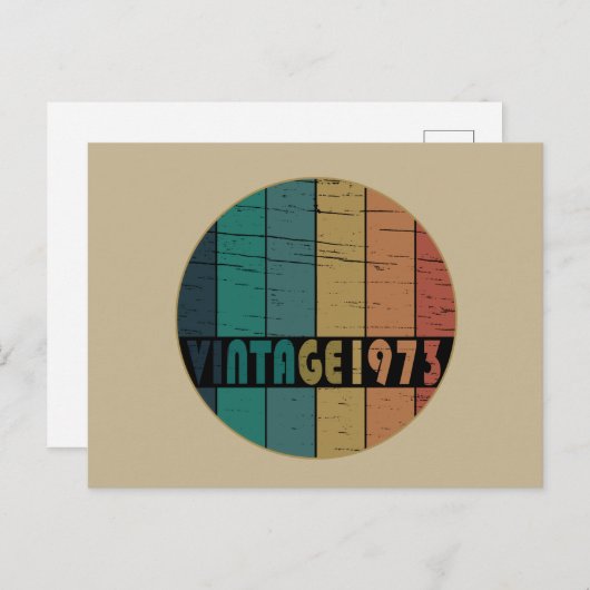 1973生まれ年のヴィンテージ誕生日ギフト シーズンポストカード (正面/裏面)