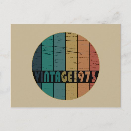 1973生まれ年のヴィンテージ誕生日ギフト シーズンポストカード (正面)