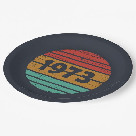 1973生まれ年のヴィンテージ誕生日ギフト ペーパープレート (アングル)