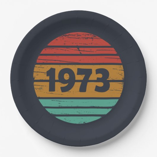 1973生まれ年のヴィンテージ誕生日ギフト ペーパープレート (正面)