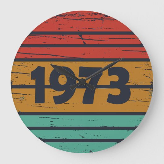 1973生まれ年のヴィンテージ誕生日ギフト ラージ壁時計 (正面)