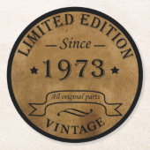 1973生まれ年のヴィンテージ ラウンドペーパーコースター (正面)
