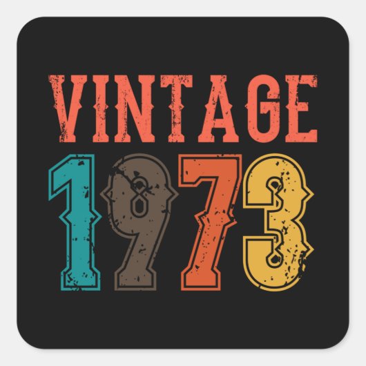 1973生まれ年誕生日ヴィンテージメンズ スクエアシール (正面)