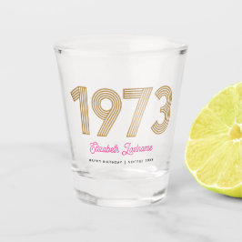 1973金ゴールドとピンク50誕生日ショットグラス ショットグラス