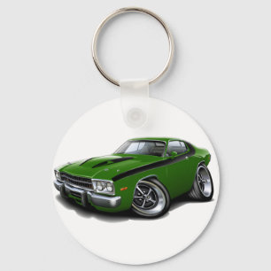 1973-74年のロードランナーの緑黒い車 キーホルダー