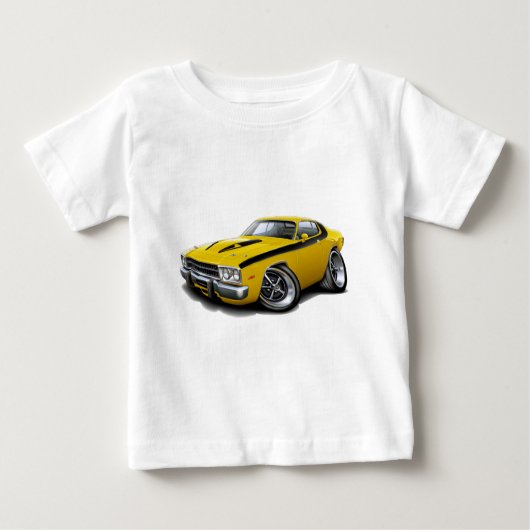 1973-74年のロードランナーの黄色黒い車 ベビーTシャツ (正面)