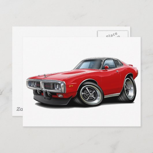 1973-74年の充電器赤黒いSE車 ポストカード (正面/裏面)