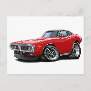1973-74年の充電器赤黒いSE車 ポストカード