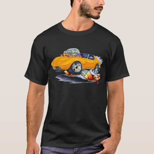 1973-76年のコルベットのオレンジ車 Tシャツ (正面)