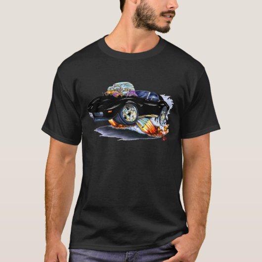 1973-76年のコルベットの黒い車 Tシャツ (正面)