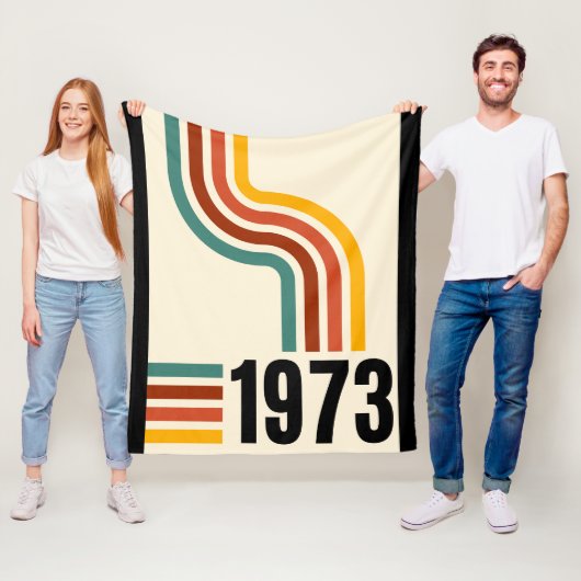 1973 Retro Stripe Rainbow Vintage Poster Blanket フリースブランケット (インサイチュ)