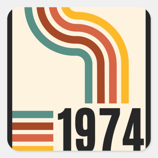 1974レトロヴィンテージポスター50誕生日 スクエアシール (正面)