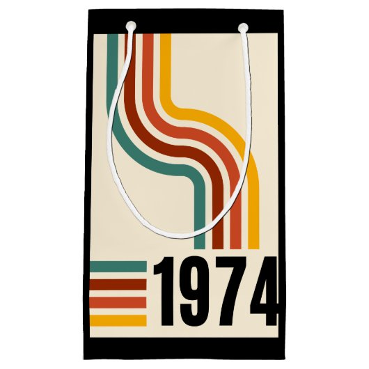 1974レトロヴィンテージポスター50誕生日 スモールペーパーバッグ (正面)