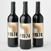 1974レトロヴィンテージポスター50誕生日 ワインラベル (ボトル)