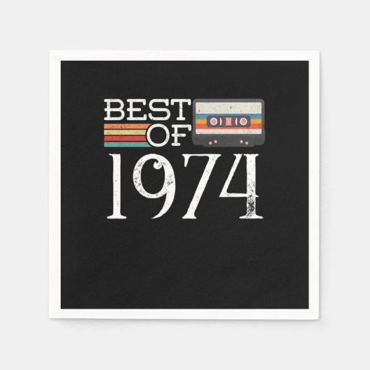 1974ヴィンテージ46th誕生日アニバーサリーギフト スタンダードカクテルナプキン (正面)