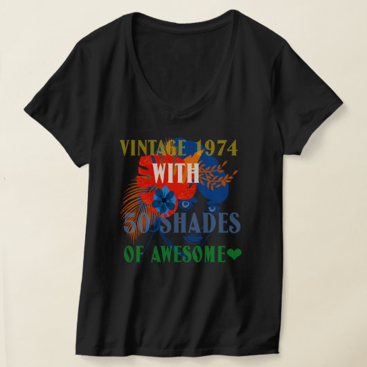 1974ヴィンテージ50色女性素晴らし Tシャツ (レイダウン)