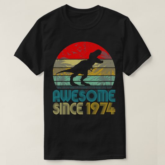 1974年から48誕生日素晴らし恐竜レトロ48 Tシャツ (デザイン正面)