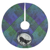 1974年スタイルの黒猫と満月 青緑 ブラッシュドポリエステルツリースカート (正面)