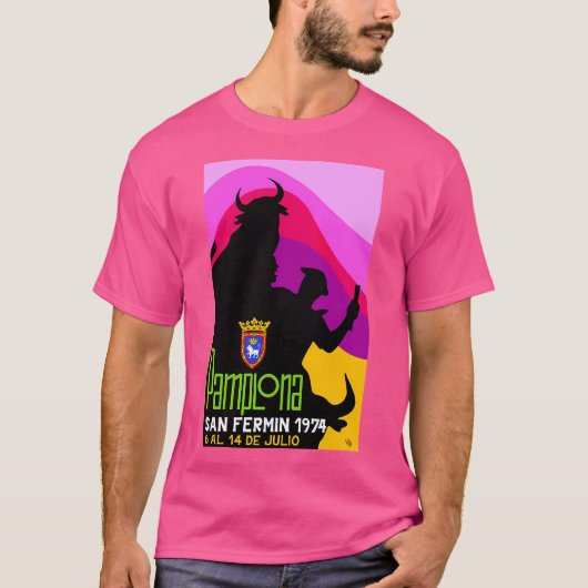 1974年スペイン走パンプローナ牛のポスター Tシャツ (正面)