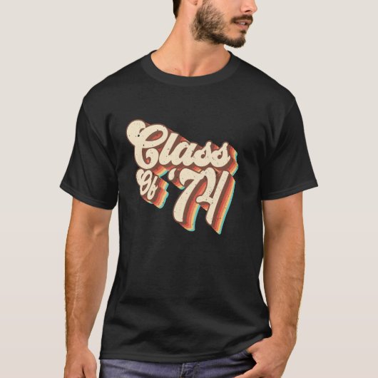 1974年同窓会 74年卒業 レトロ 高校 Tシャツ (正面)