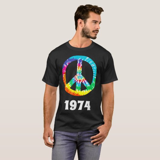 1974年懇親会記念日ヒッピーピース Tシャツ (正面フル)