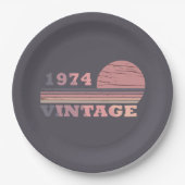 1974年生まれのヴィンテージ誕生日パーティー ペーパープレート (正面)