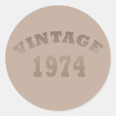 1974年生まれのヴィンテージ誕生日パーティー ラウンドシール (正面)