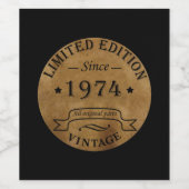 1974年生まれのヴィンテージ誕生日パーティー ワインラベル (シングルラベル)