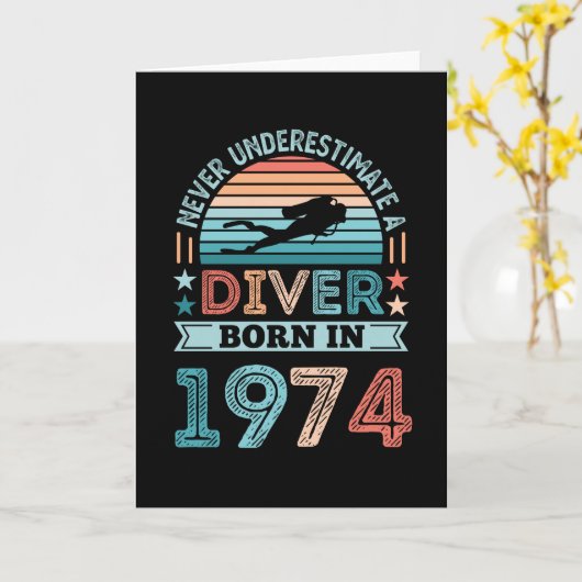 1974年生まれダイバー50回誕生日ダイビングギフトダイブファン カード (黄色い花)
