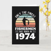 1974年生まれ50誕生日魚釣りギフトの漁師 カード (黄色い花)