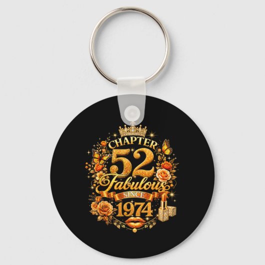 1974年生まれ 52歳の誕生日おめでとう 女性 キーホルダー (正面)
