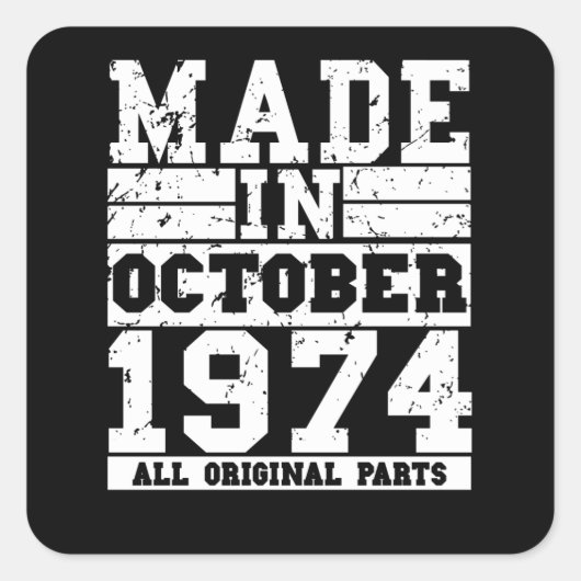 1974年誕生日10月ヴィンテージことわざ スクエアシール (正面)