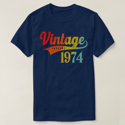 1974年1月誕生日ヴィンテージ1974年1月素晴らし Tシャツ (デザイン正面)