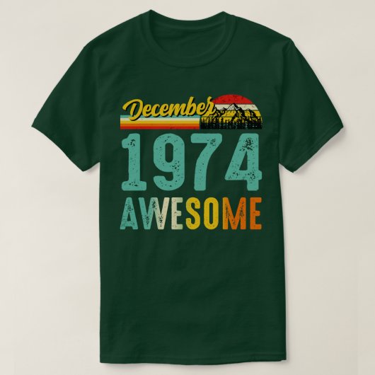 1974年12月誕生日ギフトヴィンテージ12月 Tシャツ (デザイン正面)