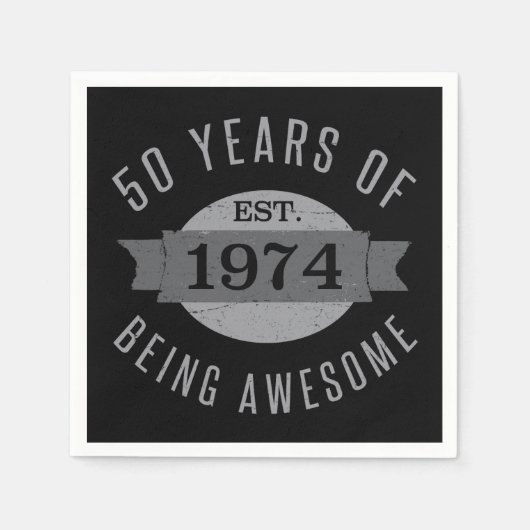 1974年50誕生日素晴らし スタンダードカクテルナプキン (正面)