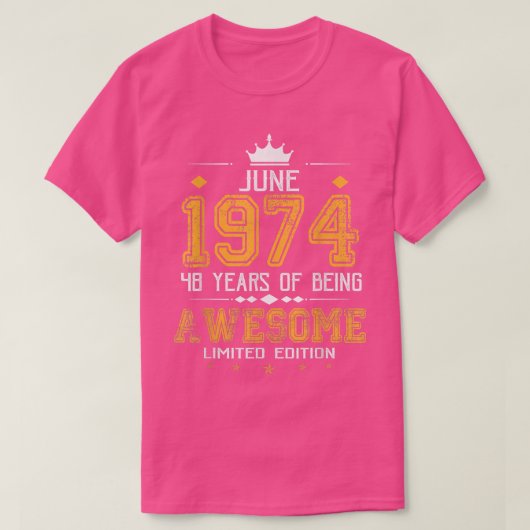 1974年6月48年素晴らし限定版 Tシャツ (デザイン正面)