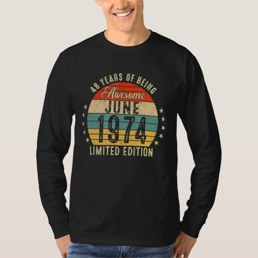 1974年6月48誕生日48歳素晴らし Tシャツ (正面)