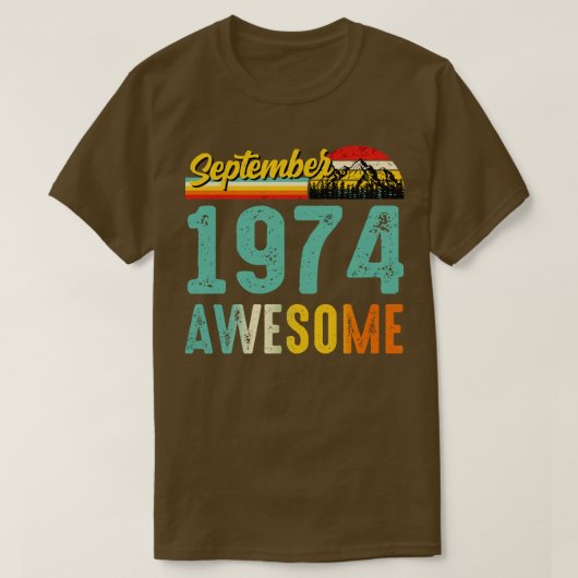 1974年9月誕生日ギフトシャツヴィンテージ9月 Tシャツ (デザイン正面)