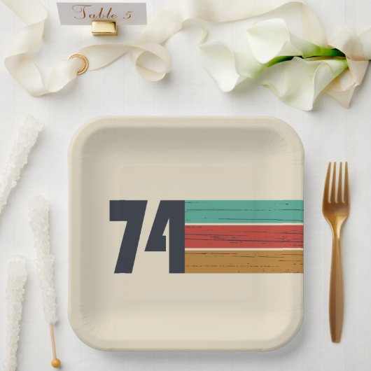 1974生まれ年のヴィンテージ誕生会 ペーパープレート (ウェディング)
