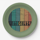 1974生まれ年のヴィンテージ誕生会 ペーパープレート (正面)