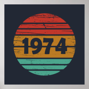 1974生まれ年のヴィンテージ誕生会 ポスター